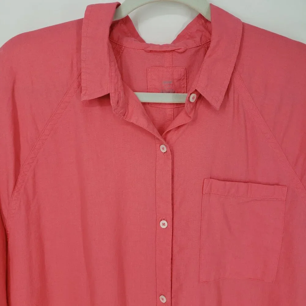 Aerie Oversized Linen Button Down Shirt Top - Picture 6 of 9